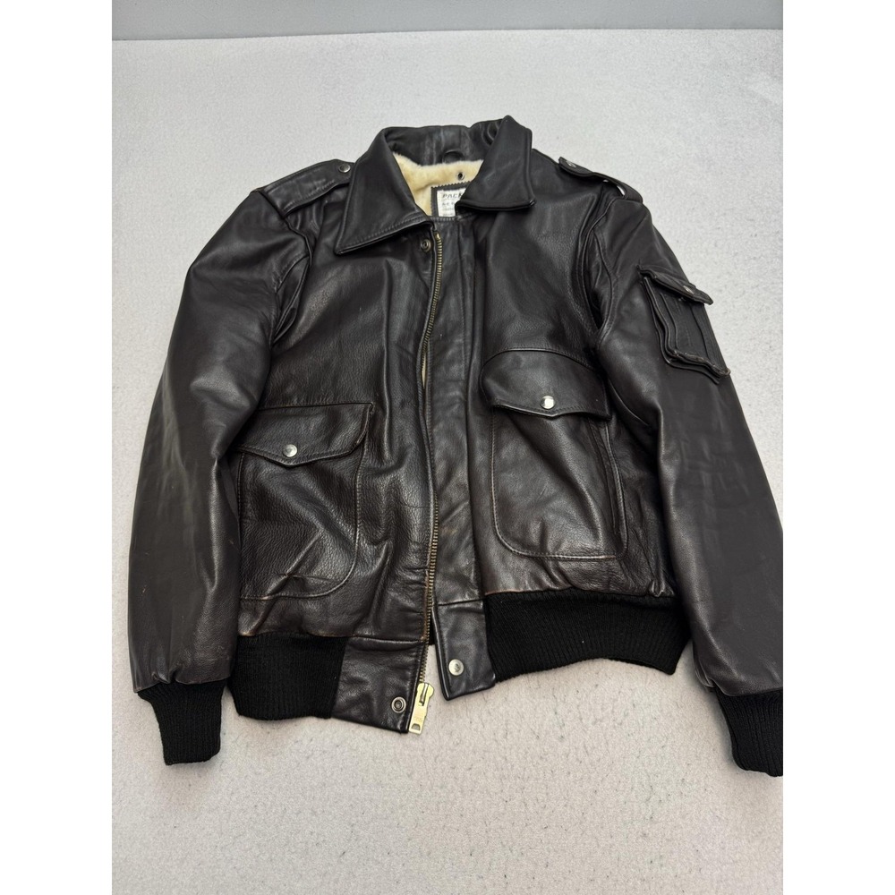 Vintage Pack-In Jacket Mens 44 Brown Leather A-2 Flight Bomber Korea Lined